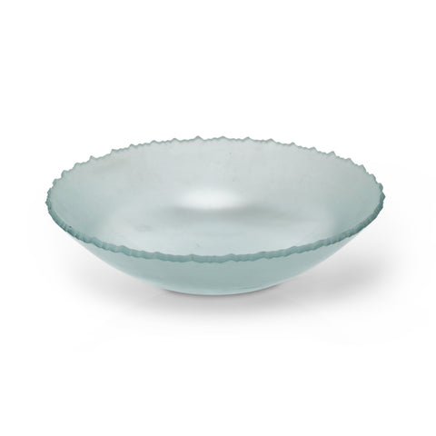 Blue Frosted Glass Bowl w/ Ridges