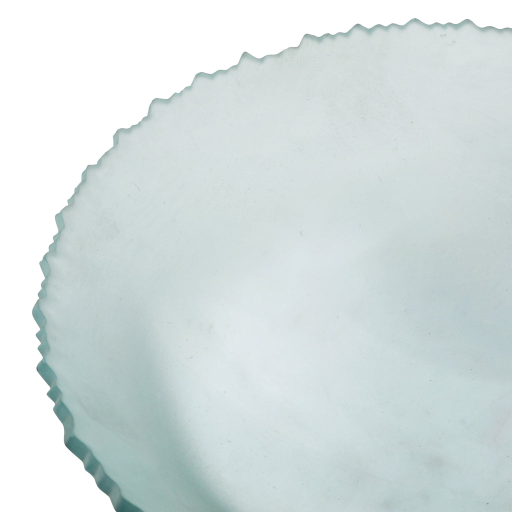 Blue Frosted Glass Bowl w/ Ridges