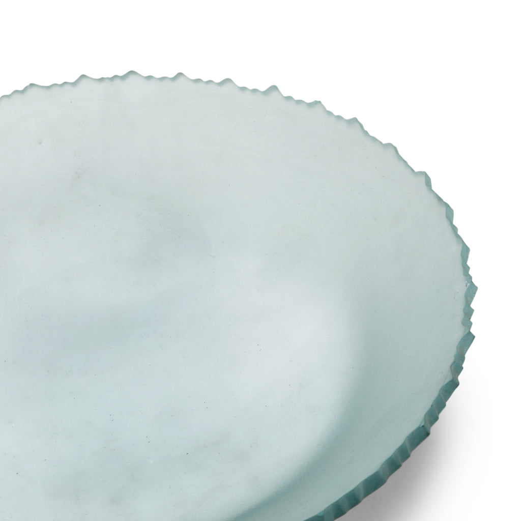 Blue Frosted Glass Bowl w/ Ridges