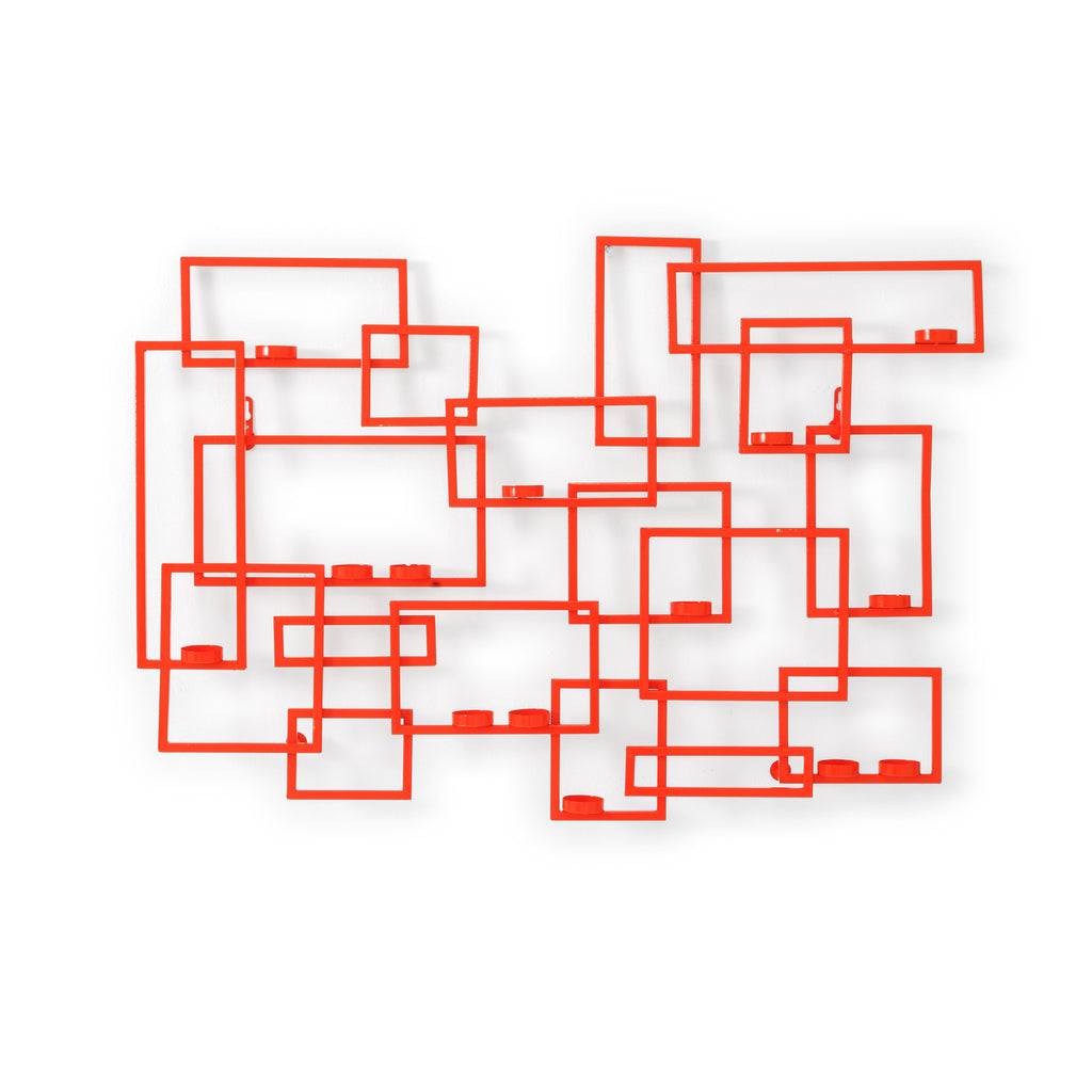 Orange Metal Squares Wall Art Candle Holder