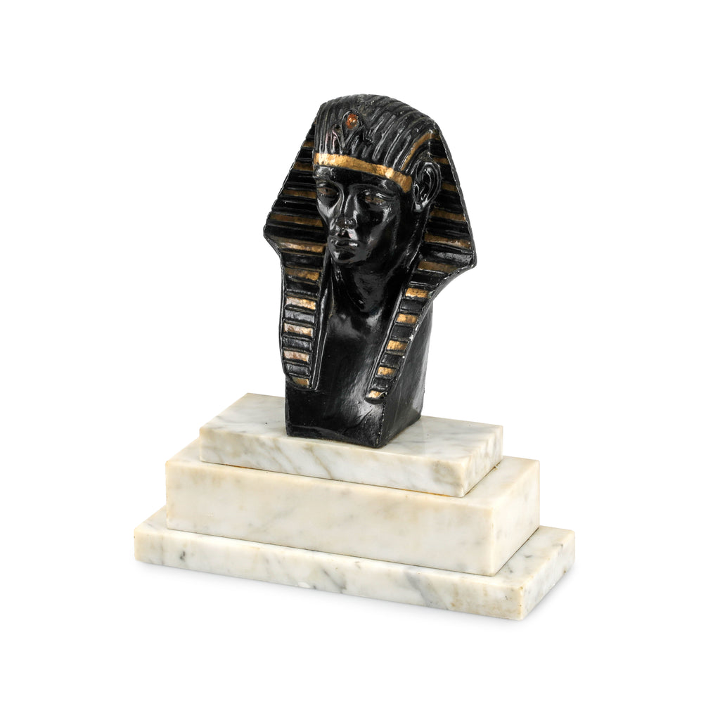 Egyptian Bust on Stepped Marble Base (A+D)