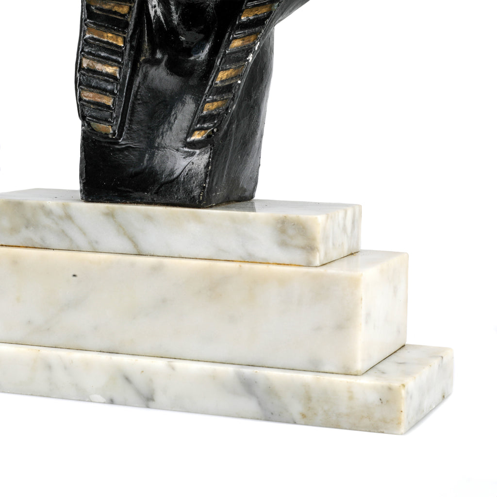 Egyptian Bust on Stepped Marble Base (A+D)