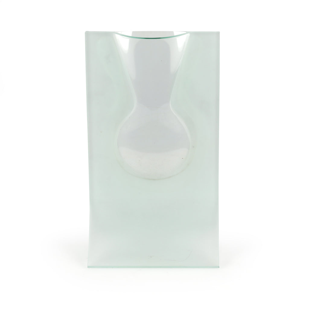 Frosted Rectangular Vase with Curved Base
