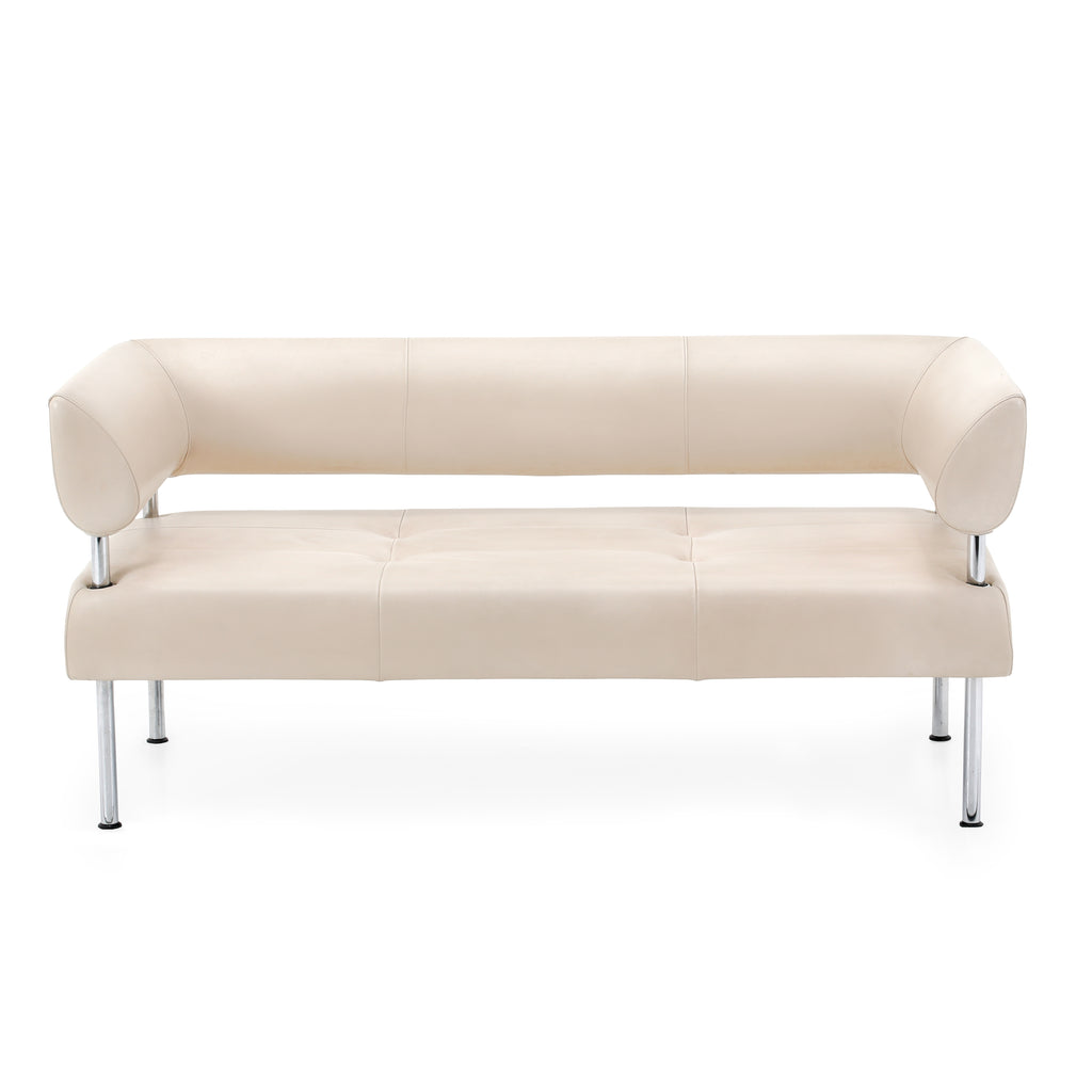 Cream Leather Floating Back Sofa