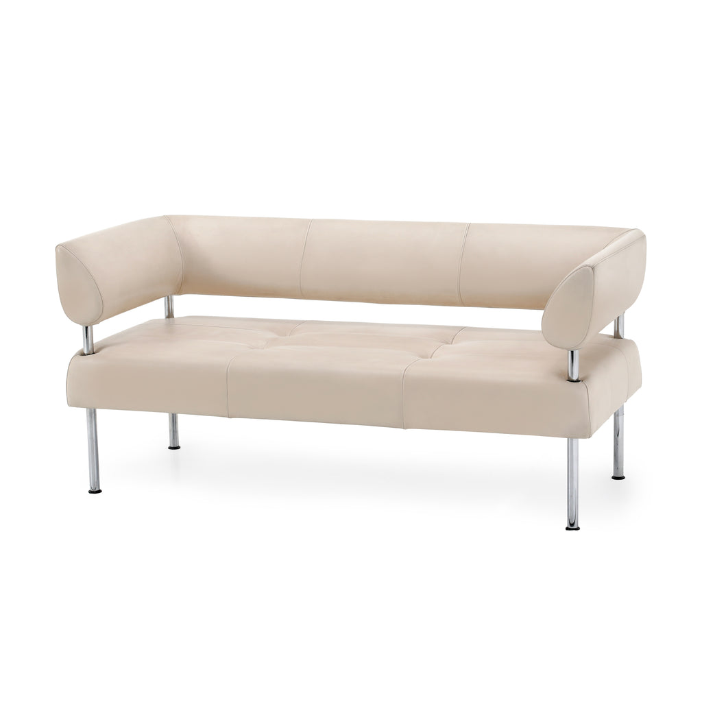 Cream Leather Floating Back Sofa