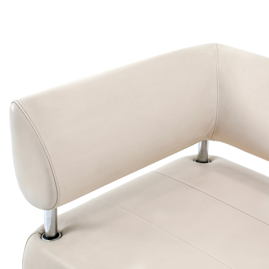 Cream Leather Floating Back Sofa