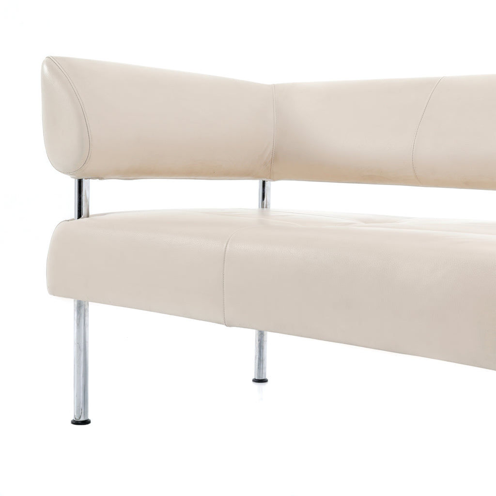 Cream Leather Floating Back Sofa
