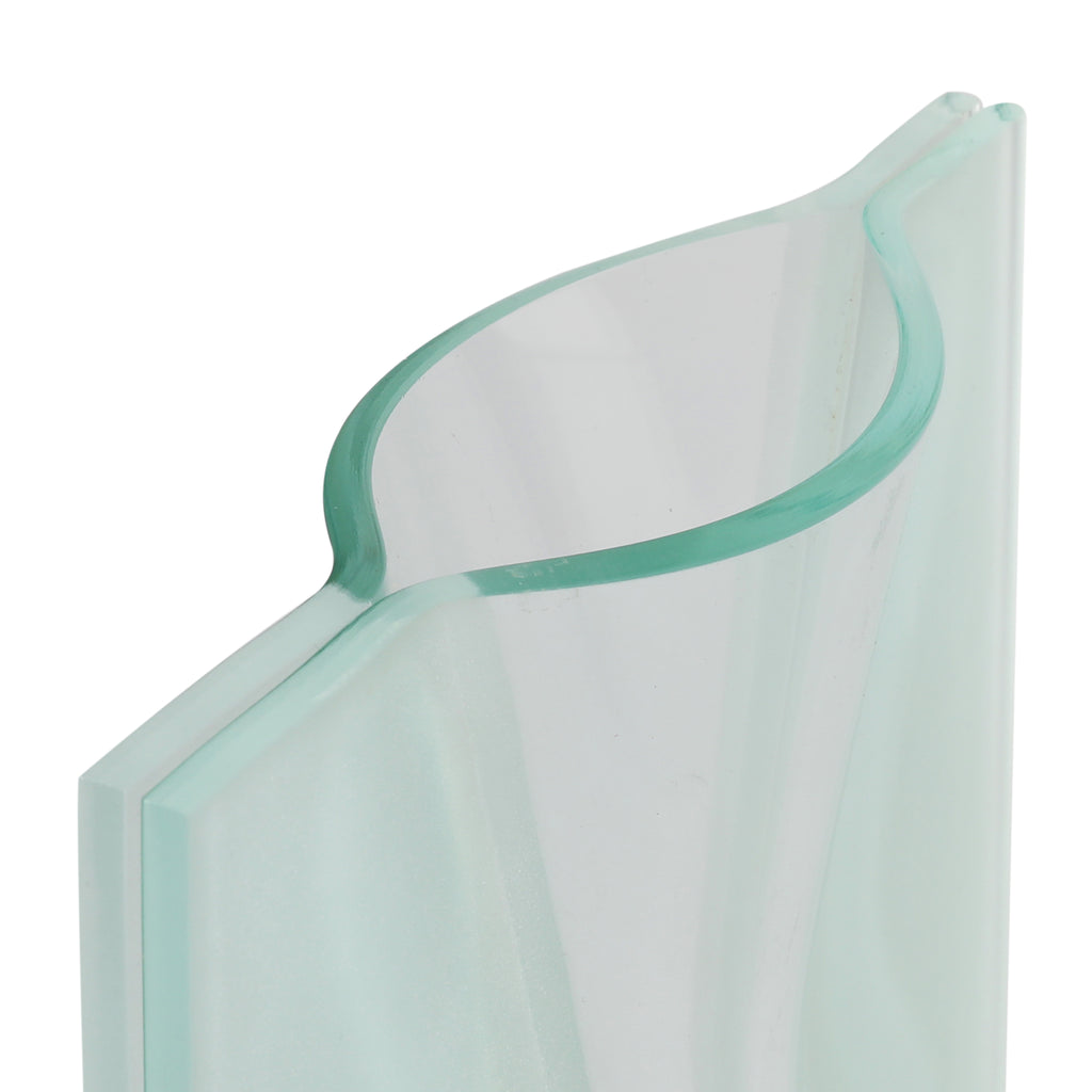 Frosted Rectangular Vase with Curved Base