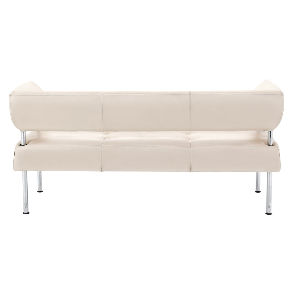Cream Leather Floating Back Sofa