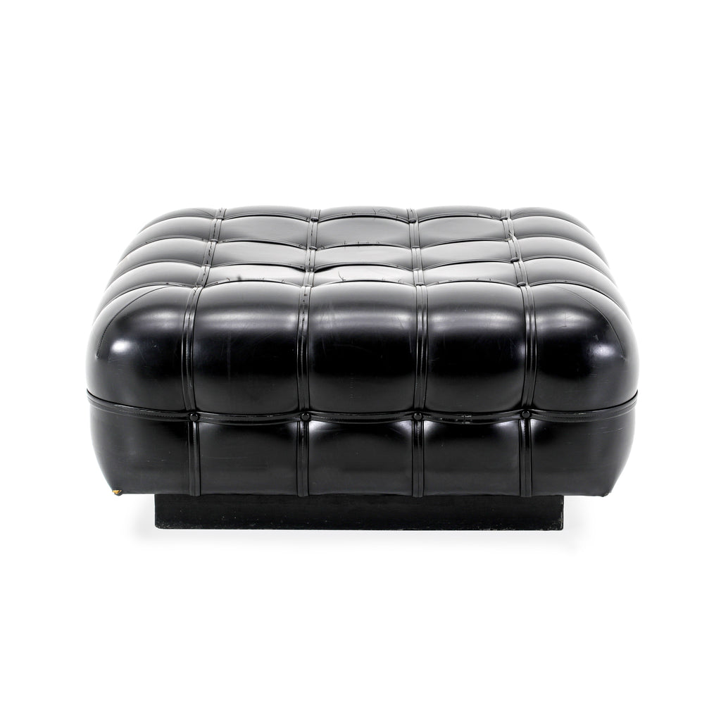 Black Leather Tufted Ottoman