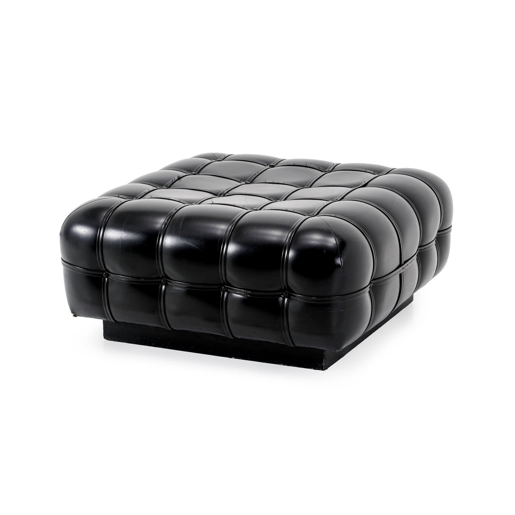 Black Leather Tufted Ottoman