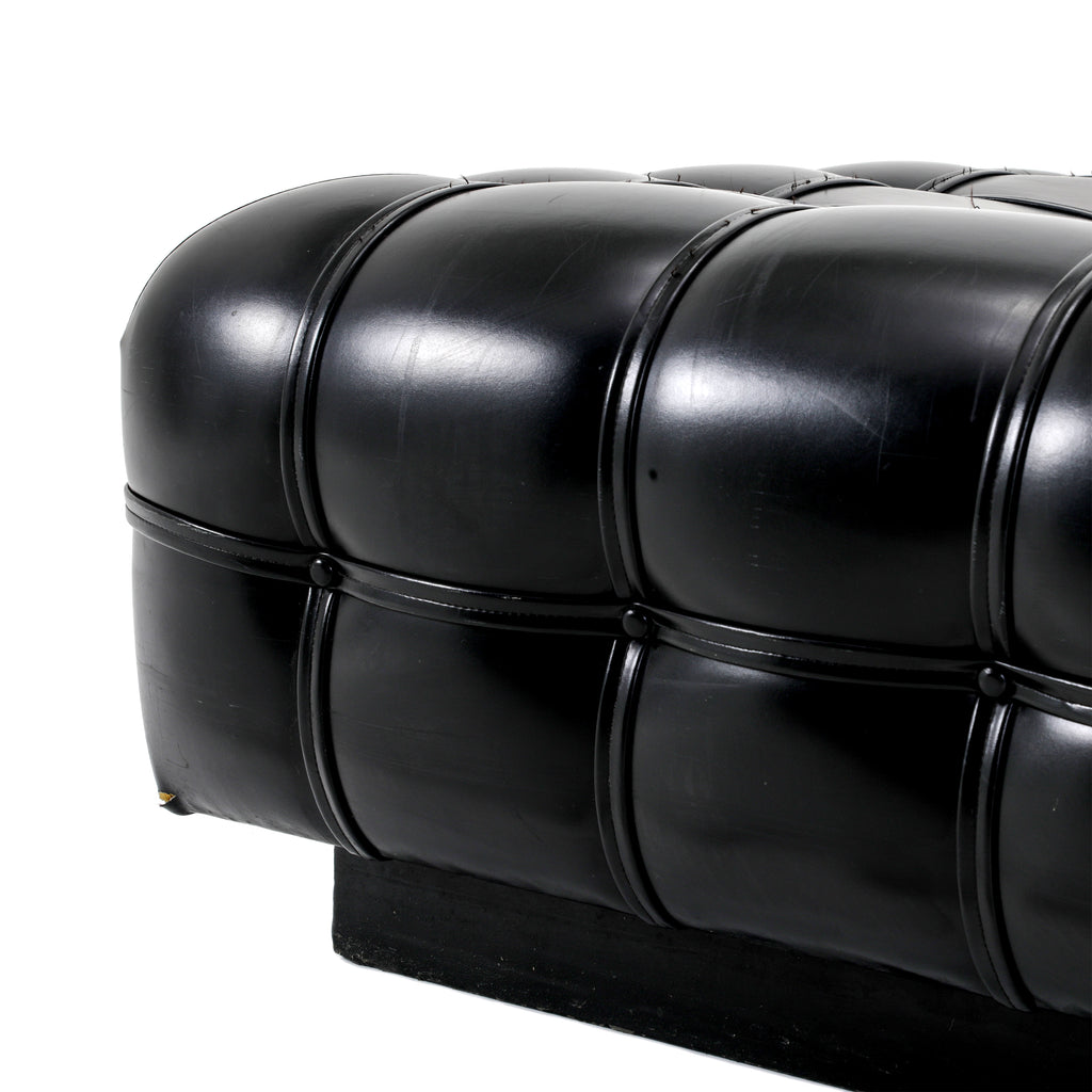 Black Leather Tufted Ottoman