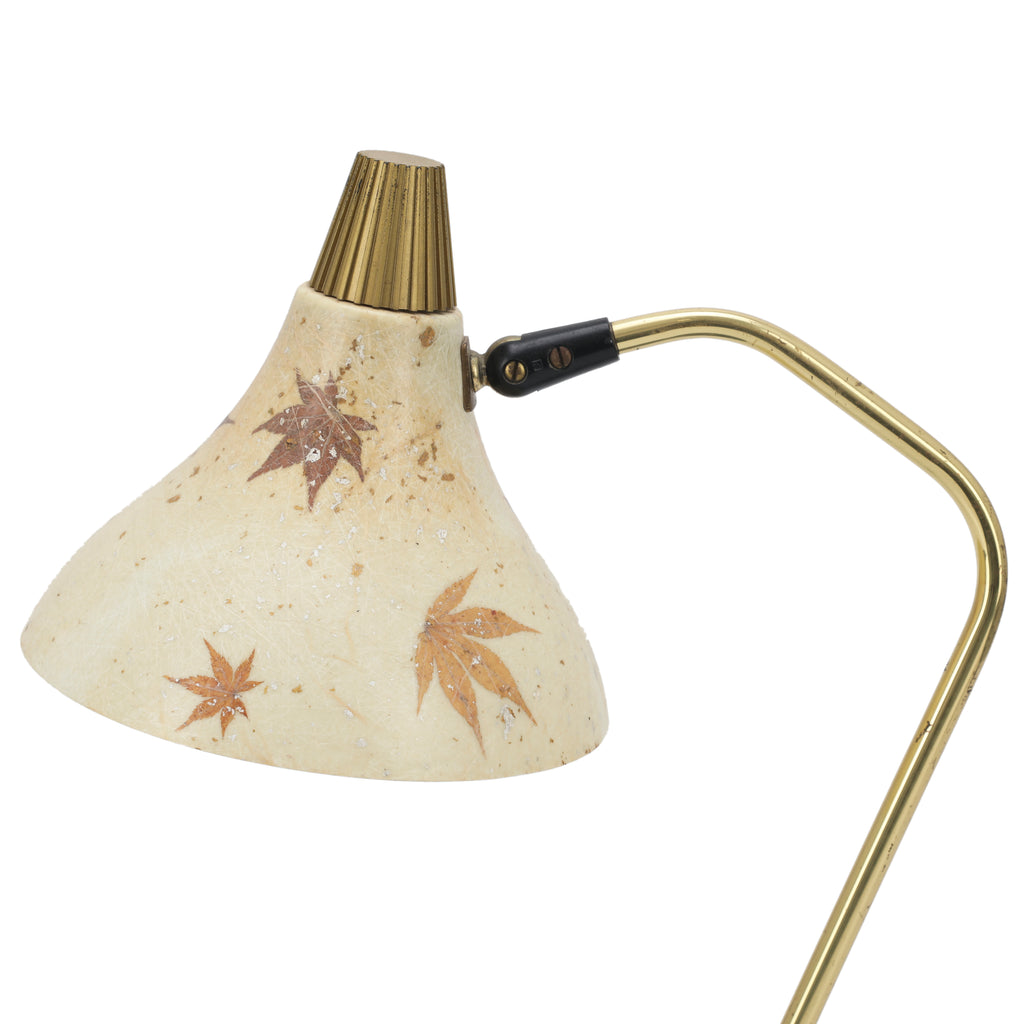 Brass Desk Lamp w/ Floral Pattern Shade
