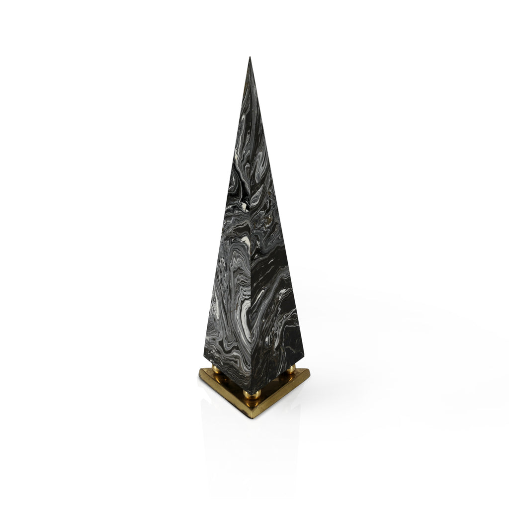 Black / White Swirl Spire w/ Gold Base (A+D)