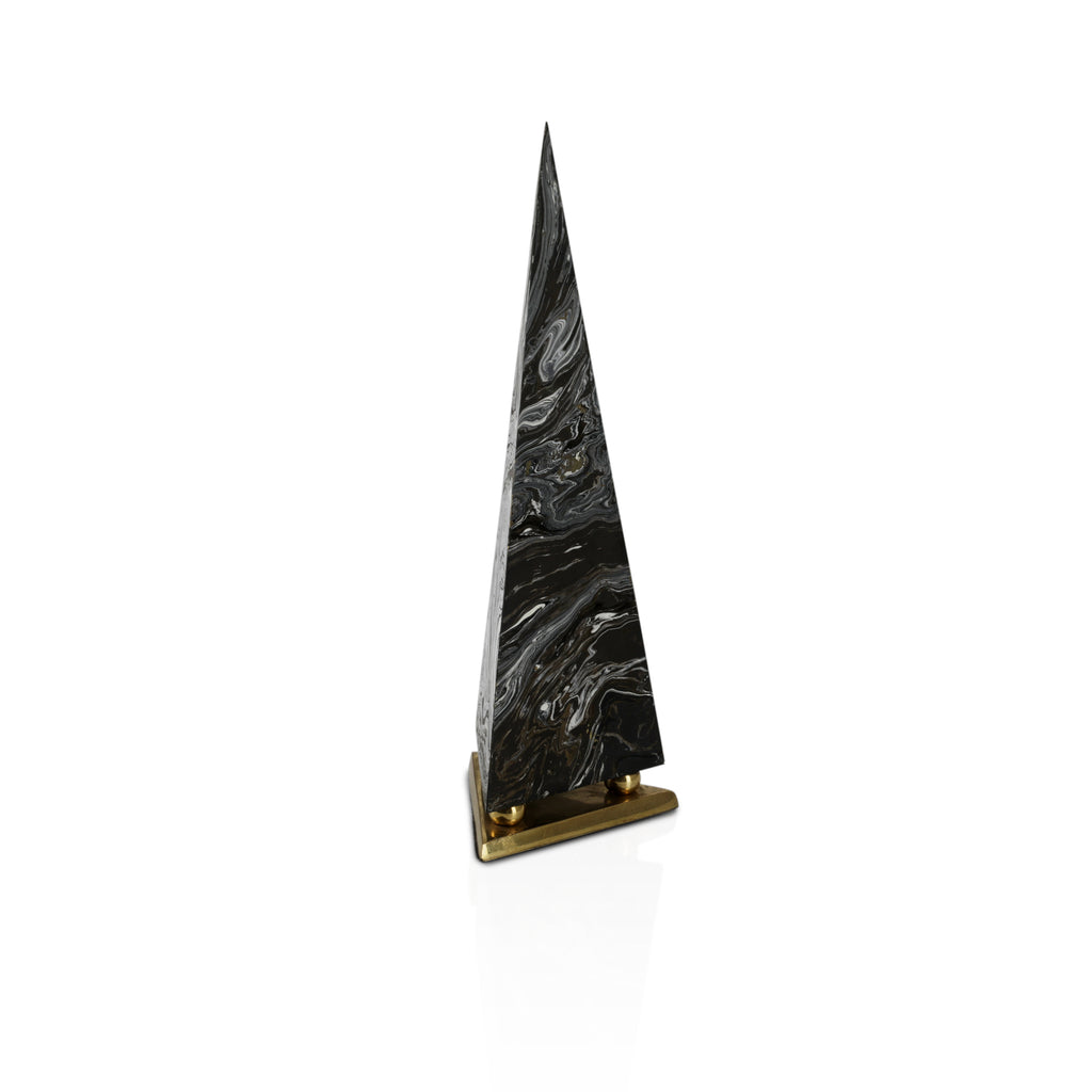 Black / White Swirl Spire w/ Gold Base (A+D)