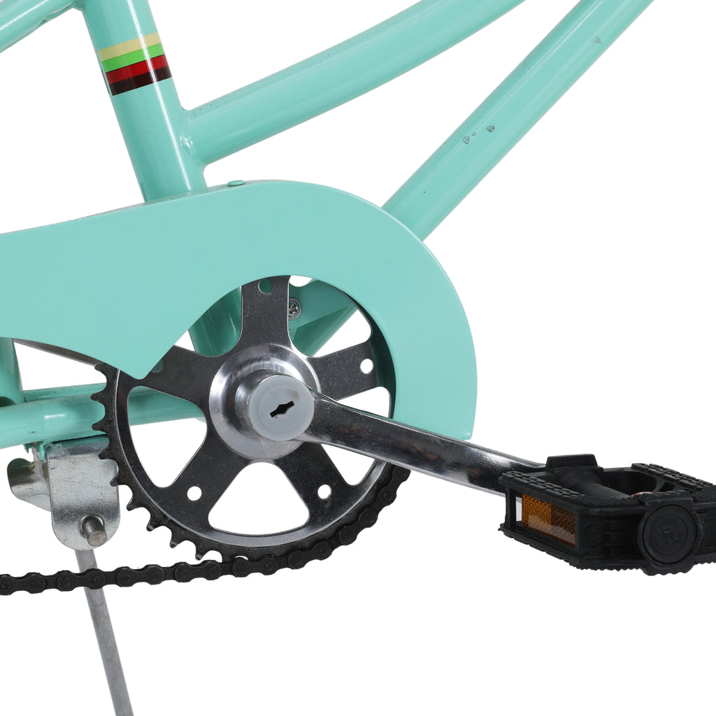 Teal Aceger Kids Bicycle with Brown Seat & Basket