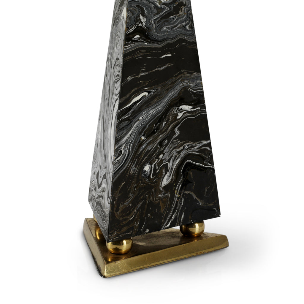 Black / White Swirl Spire w/ Gold Base (A+D)
