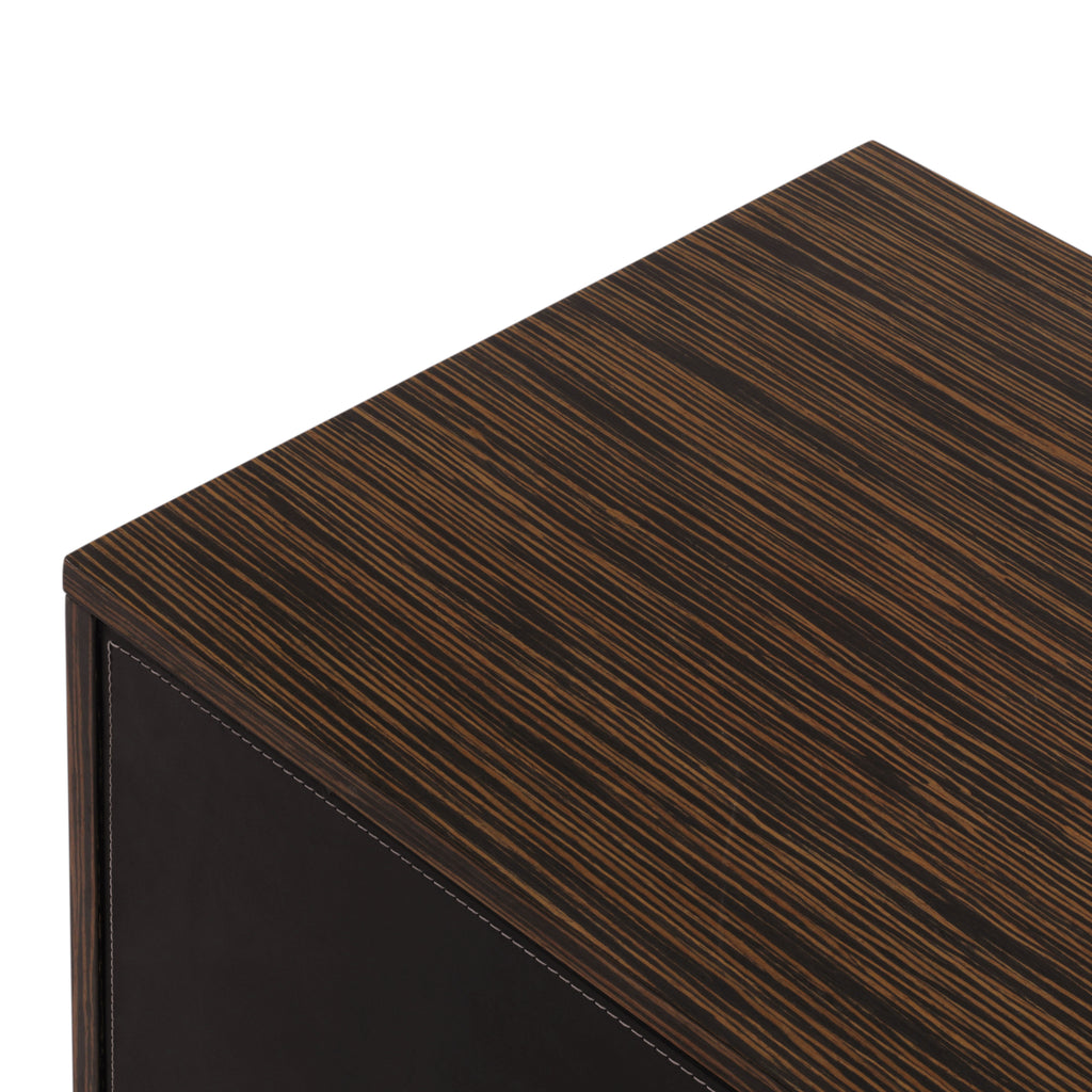 Brown / Black Tiger Wood Rolling Office Credenza
