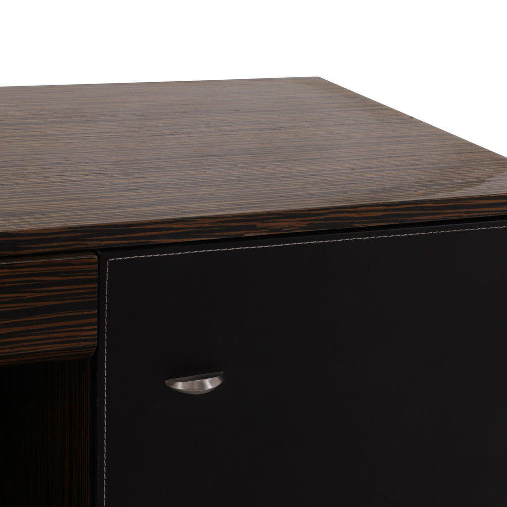 Brown / Black Tiger Wood Rolling Office Credenza