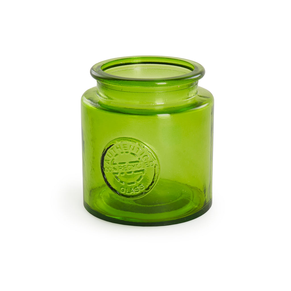 Green Glass Embossed Vase