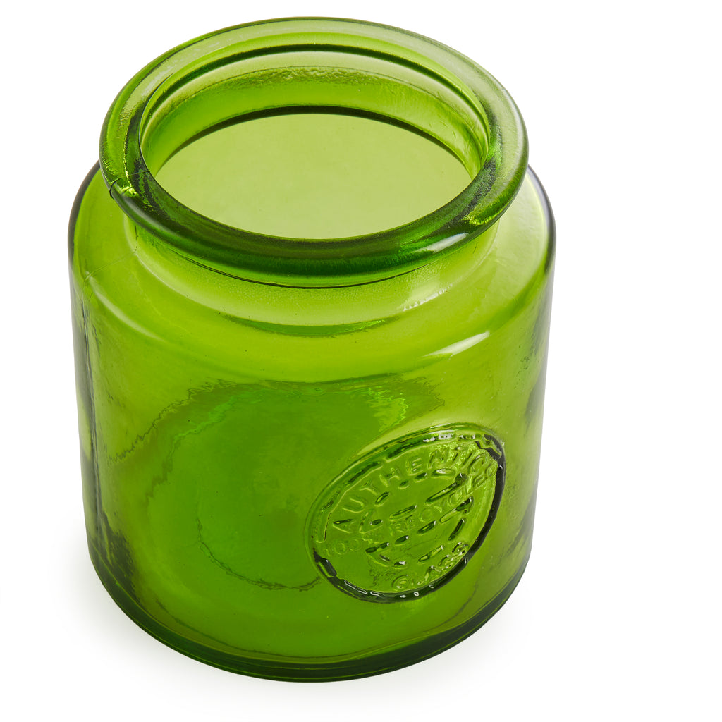 Green Glass Embossed Vase