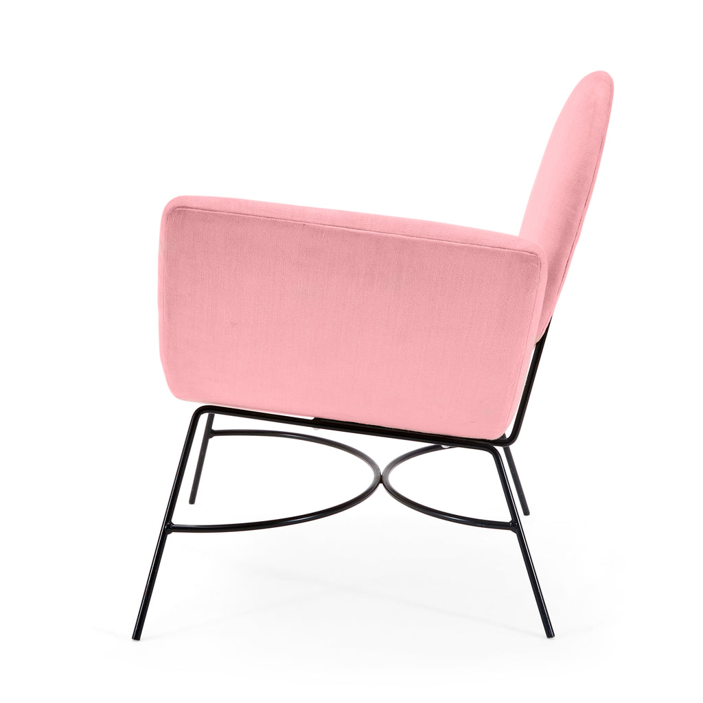 Pink Velvet Elroy Modern Left Arm Lounge Chair