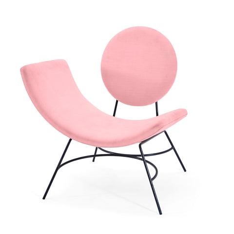 Pink Velvet Elroy Modern Right Arm Lounge Chair