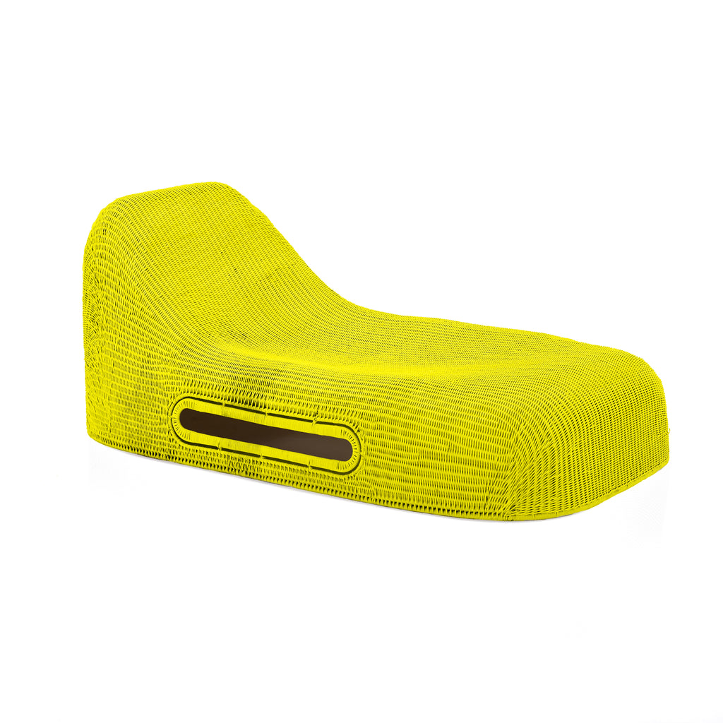 Yellow Huge Rattan Outdoor Chaise Lounge