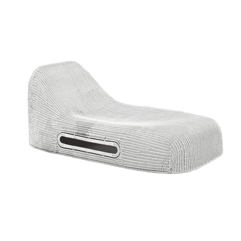 Off-White Huge Rattan Outdoor Chaise Lounge
