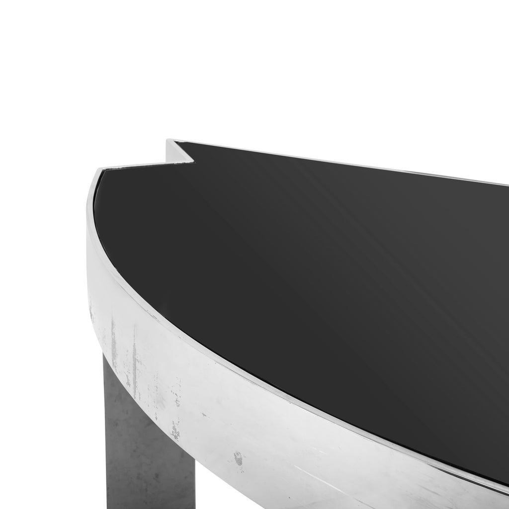 Black and Chrome Half-Circle Leon Rosen Desk