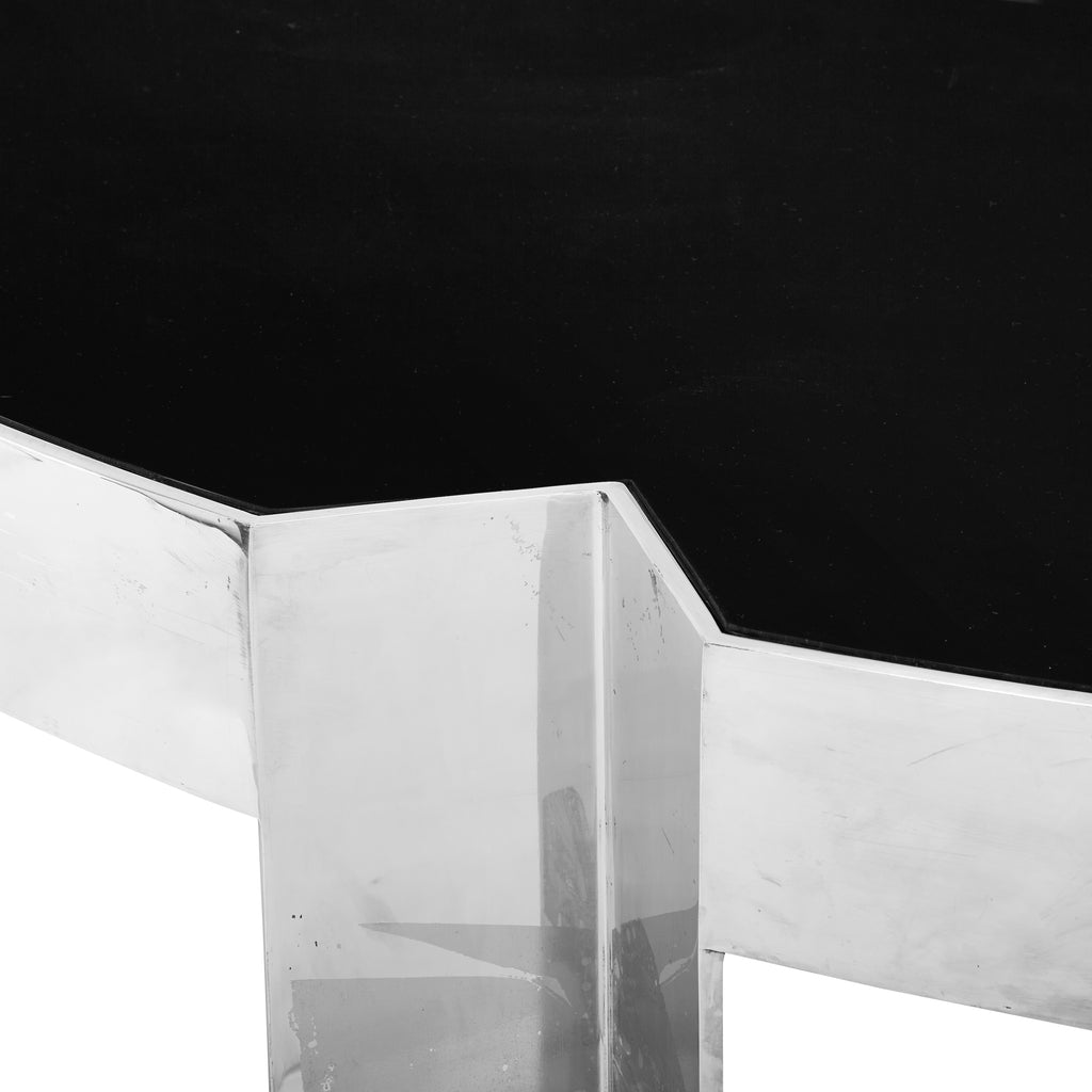 Black and Chrome Half-Circle Leon Rosen Desk