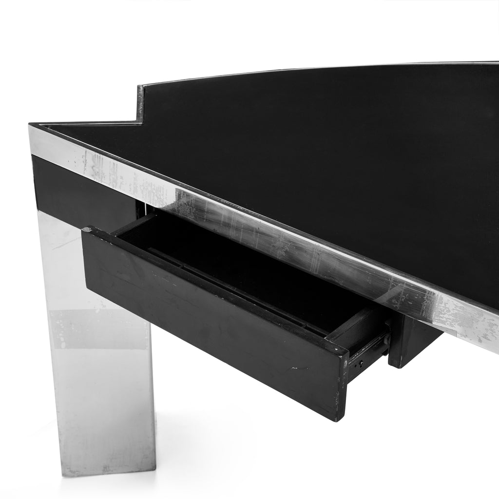 Black and Chrome Half-Circle Leon Rosen Desk