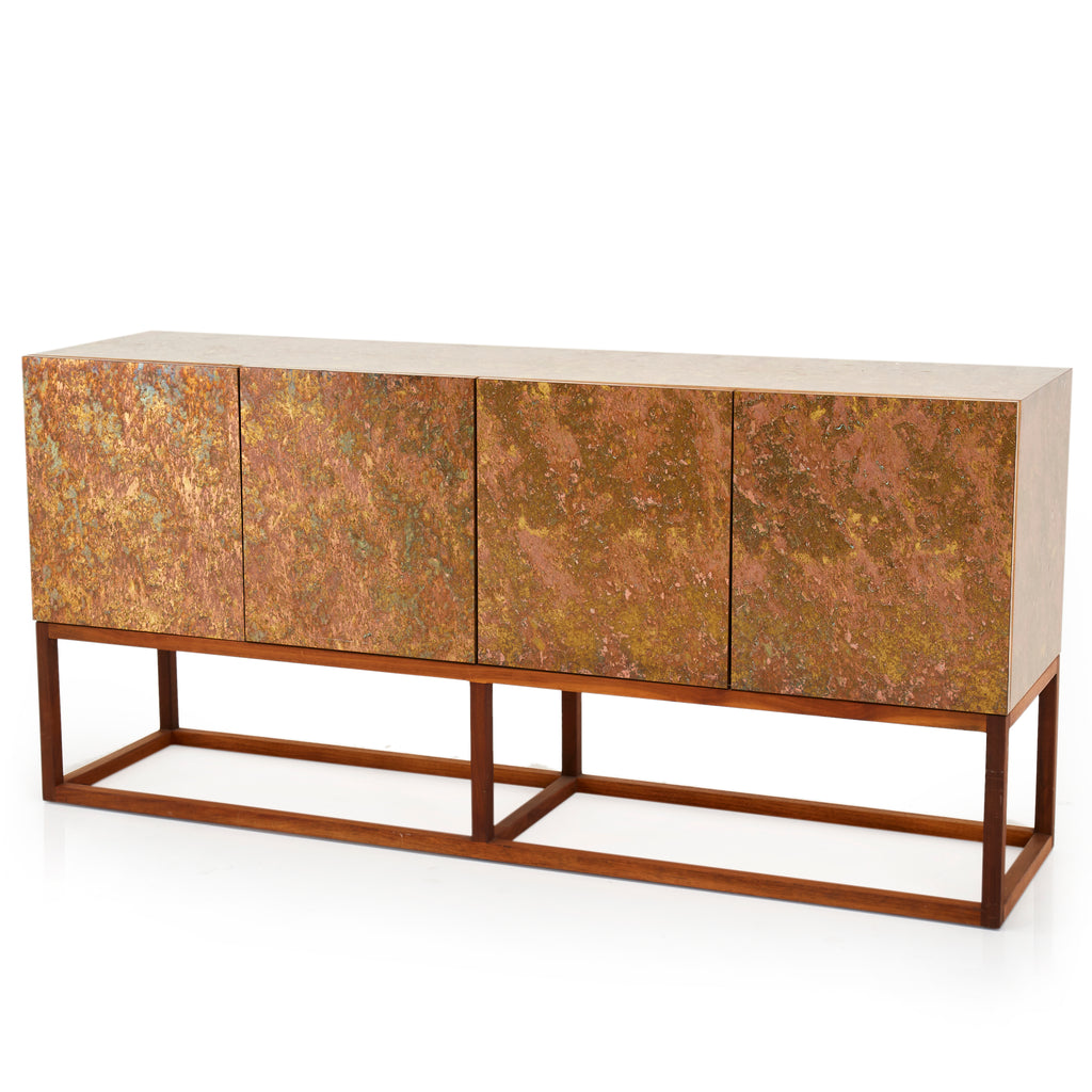 Milo Baughman Mottled Gold & Pink Console