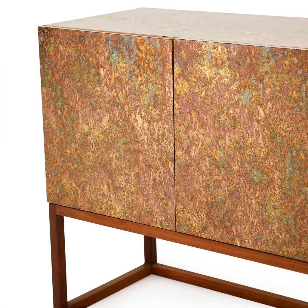 Milo Baughman Mottled Gold & Pink Console