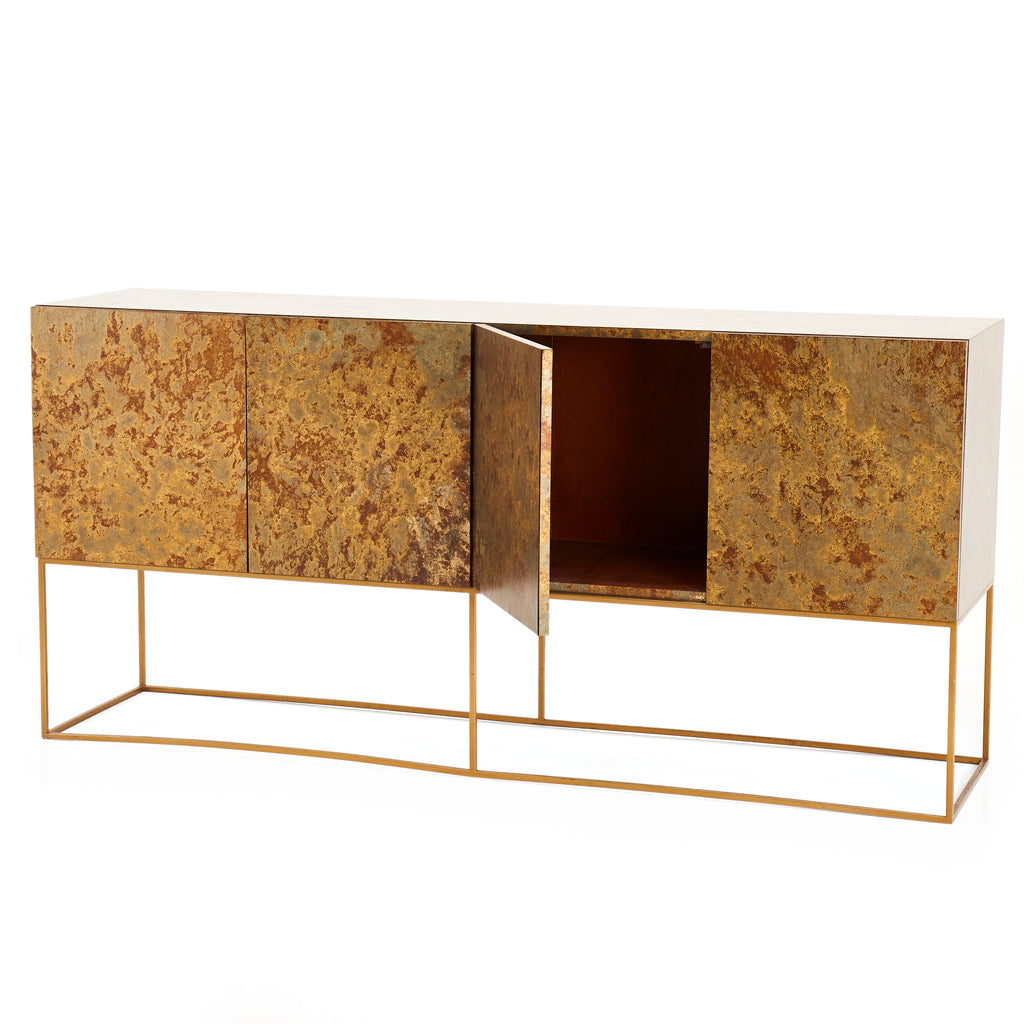 Milo Baughman Mottled Gold Console
