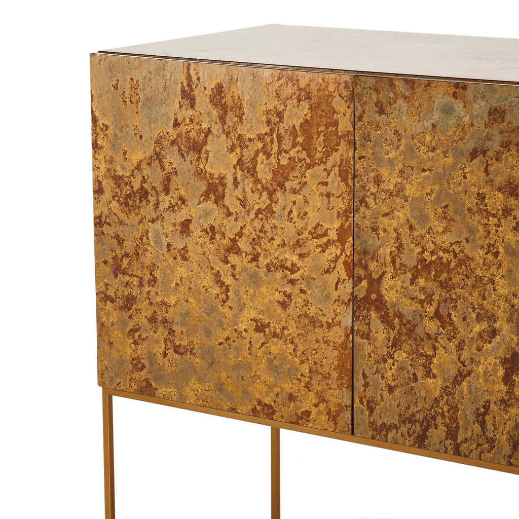Milo Baughman Mottled Gold Console