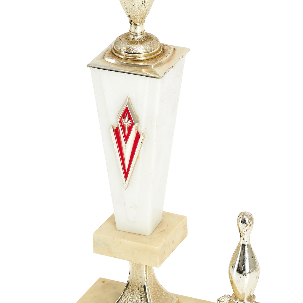 Gold & White Marble Bowling Trophy