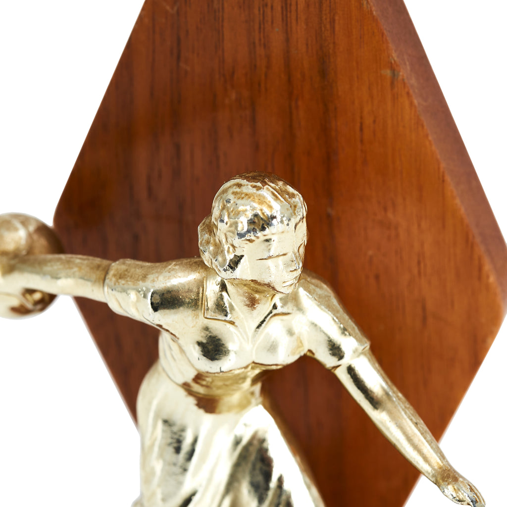 Small Wood & Gold Bowling Trophy