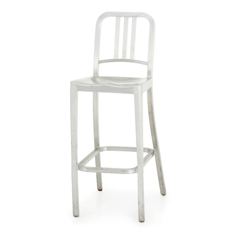 Silver Aluminum Navy Stool
