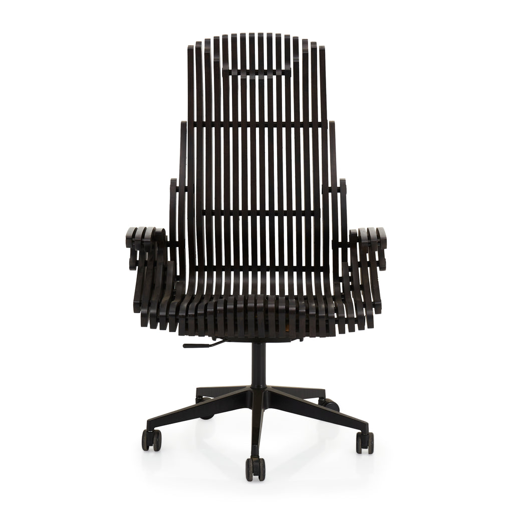 Black Slatted Wood Office Chair
