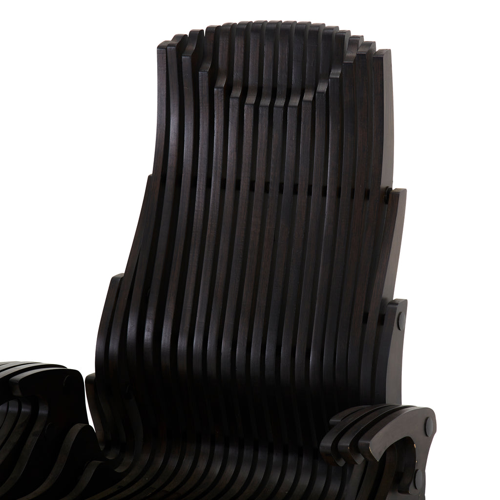 Black Slatted Wood Office Chair