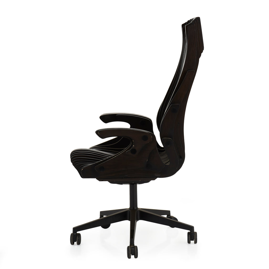 Black Slatted Wood Office Chair