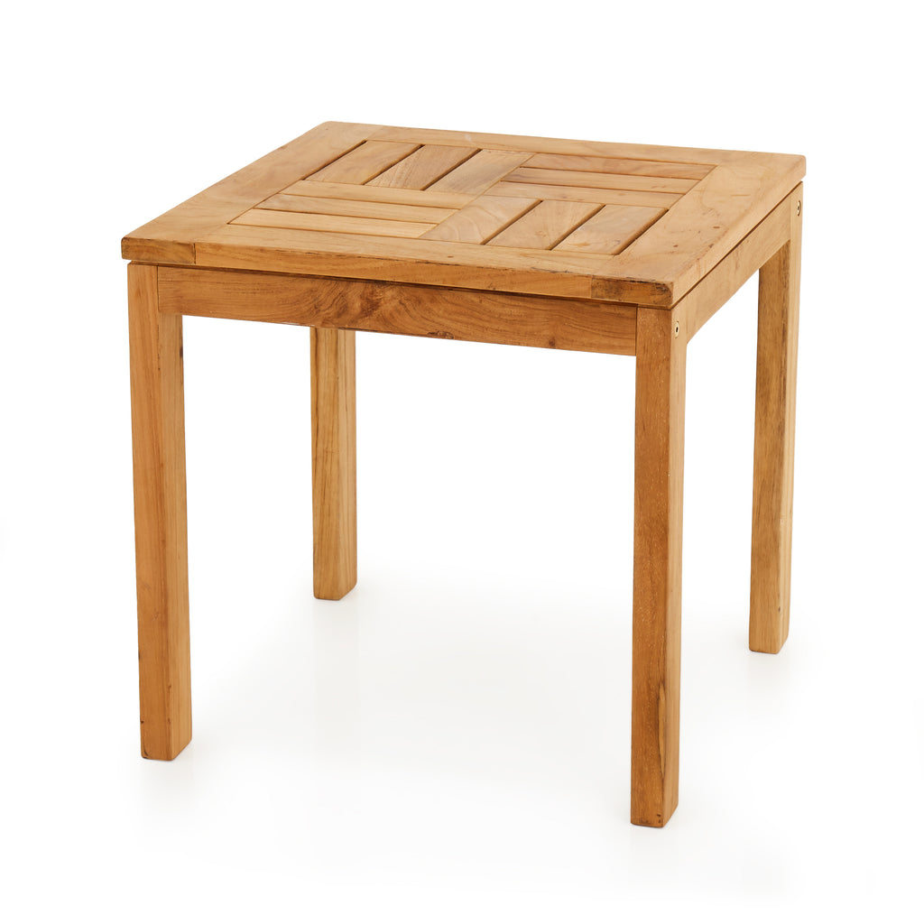Natural Light Wood Slatted Side Table