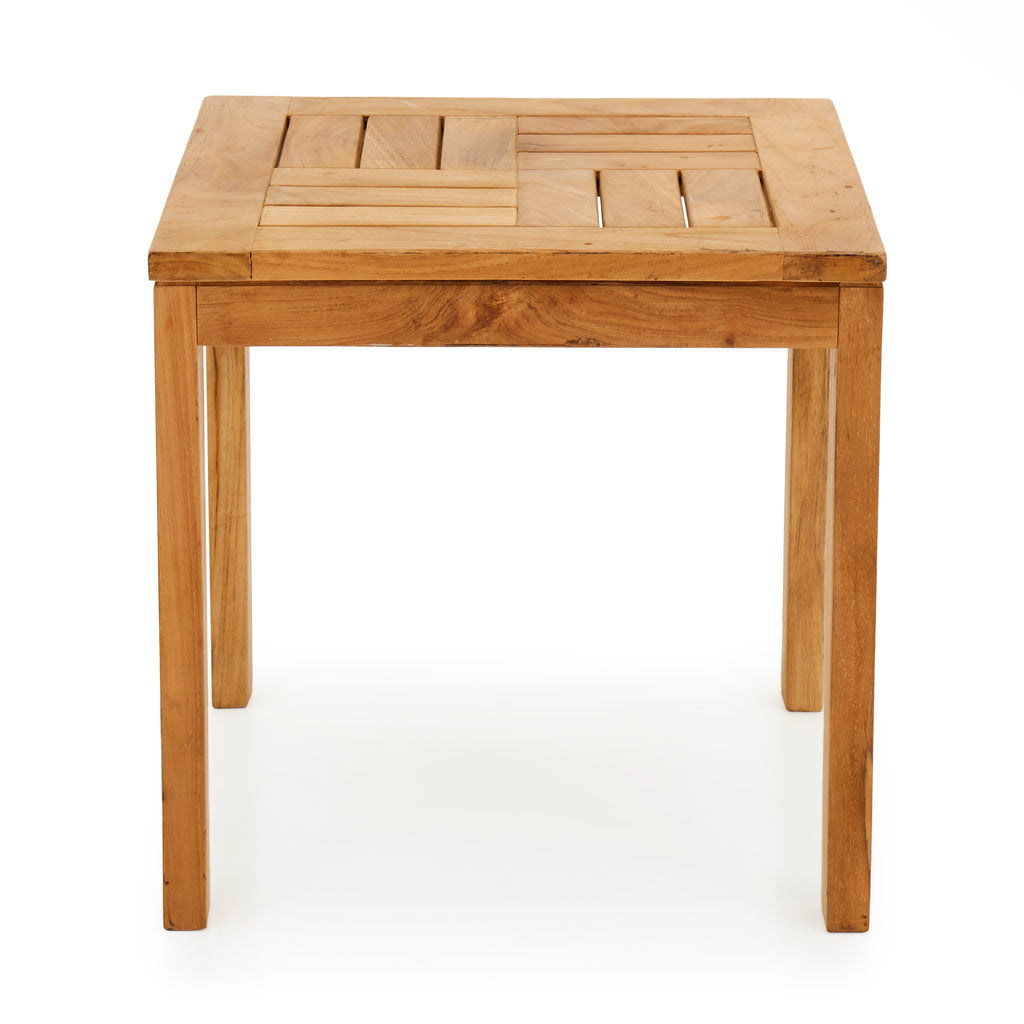 Natural Light Wood Slatted Side Table