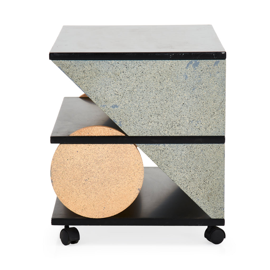 Black-Grey-Peach Memphis Style Shelf Table