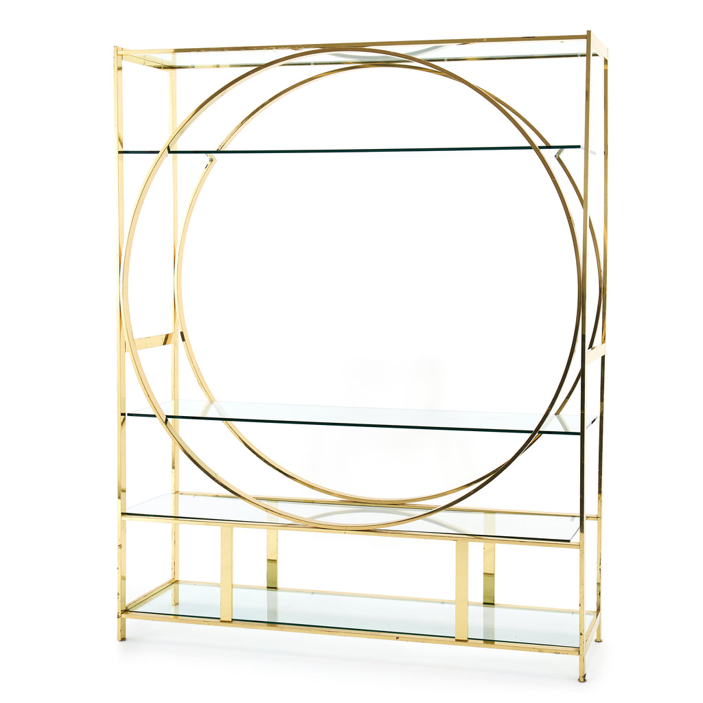 Brass Circle Etagere Shelf Unit