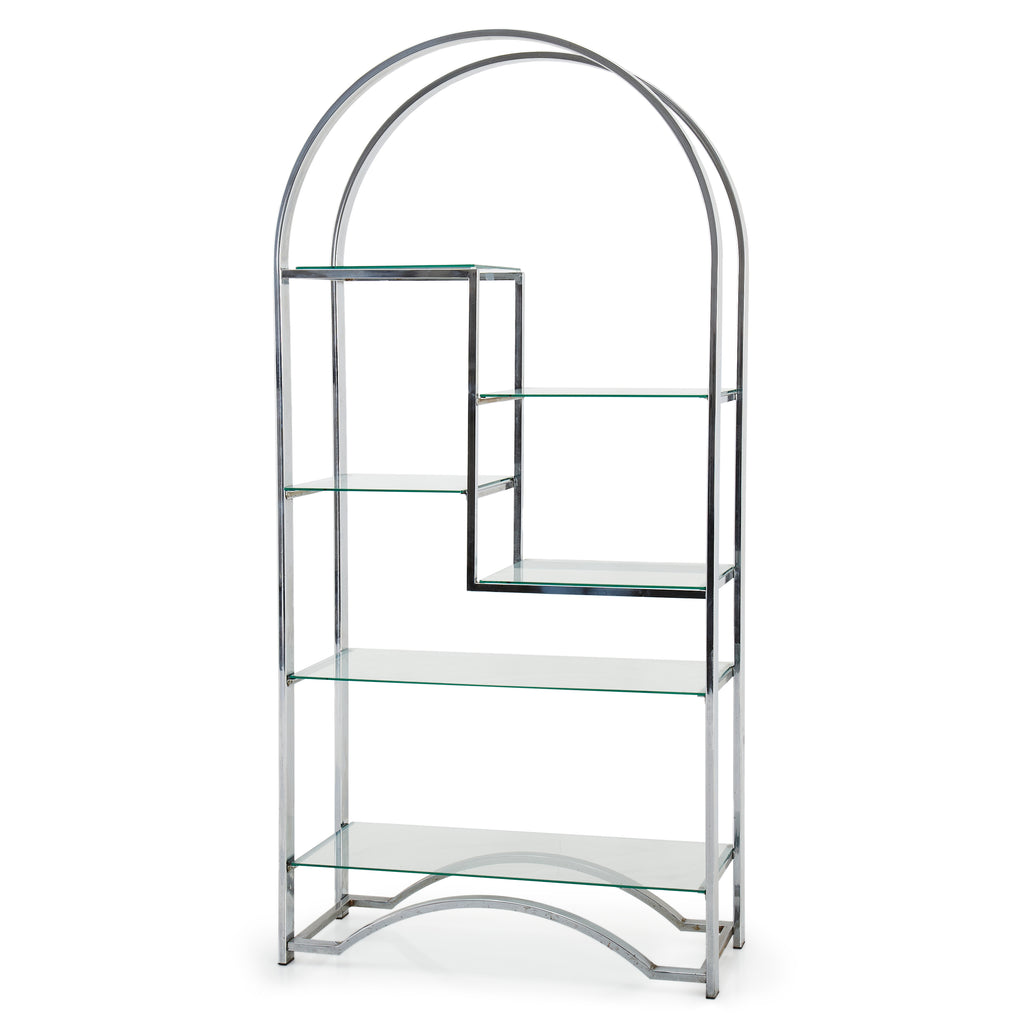 Chrome and Smoke Glass Arch Top Display Shelf
