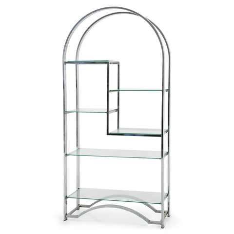 Chrome and Smoke Glass Arch Top Display Shelf