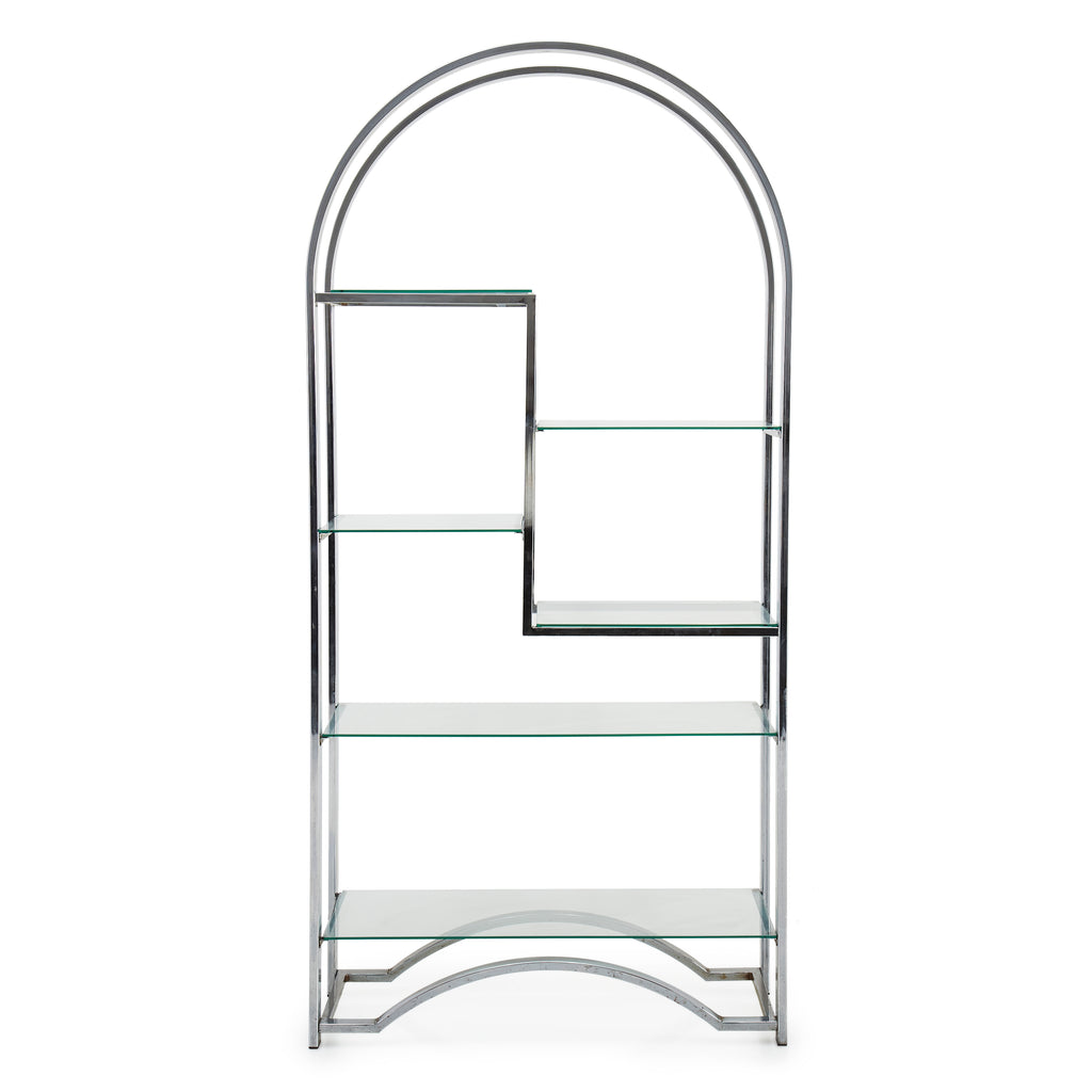 Chrome and Smoke Glass Arch Top Display Shelf