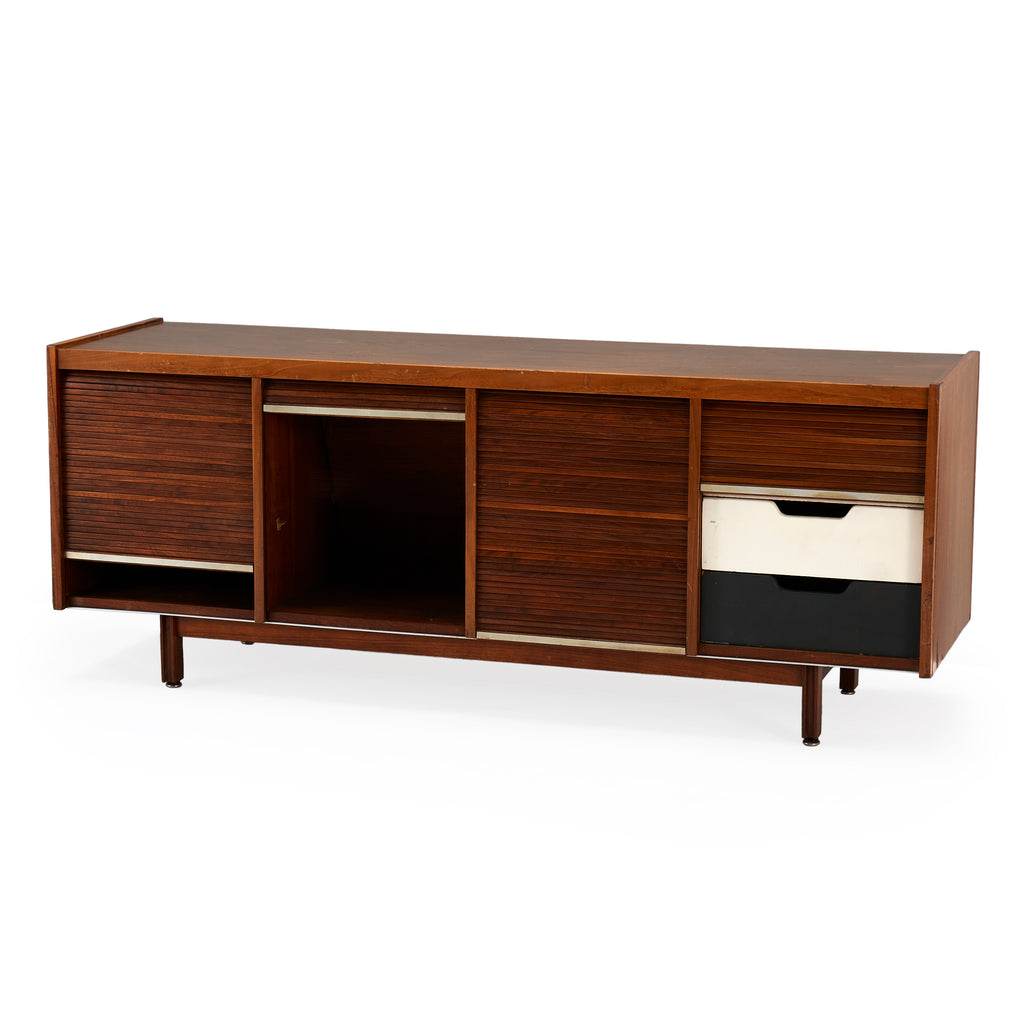 Walnut Roll-Up Door Credenza